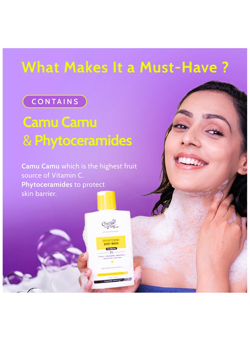 Chemist at Play Brightening Body Wash | Vitamin C Bodywash For Glowing Skin | Fades Dark Spots | Evens Out Skin Tone | Alpha Arbutin | 30X Vitamin C With Camu Camu | For Women And Men - Image 3